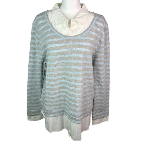 New! Tommy Hilfigure Knit Pullover Gray/Blue/White Women’s Sweater Sz XL - Picture 1 of 13